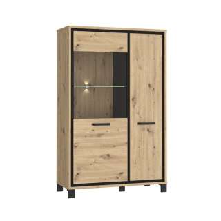 Vitrineskap TRONDHEIM 101x161 cm - 2 dører - eik artisan - eik svart