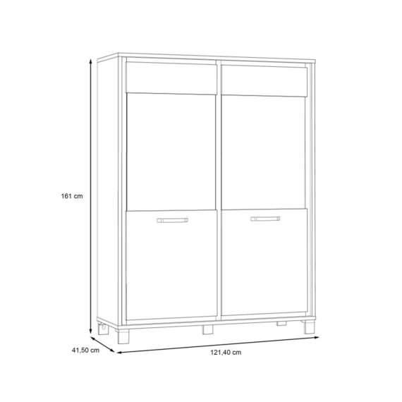Vitrineskap TRONDHEIM 120x161 cm - 2 dører - eik artisan - eik svart