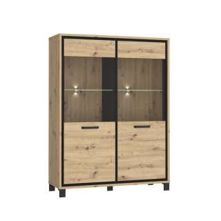 Vitrineskap TRONDHEIM 120x161 cm - 2 dører - eik artisan - eik svart