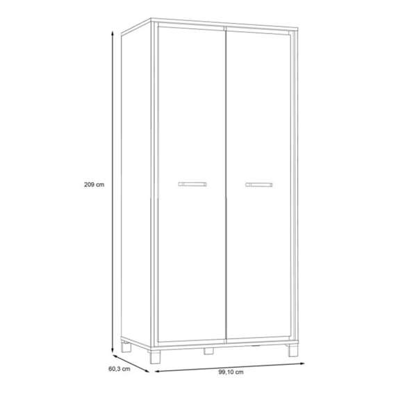 Garderobeskap TRONDHEIM 100x209 cm - 2 dører - eik artisan - eik svart