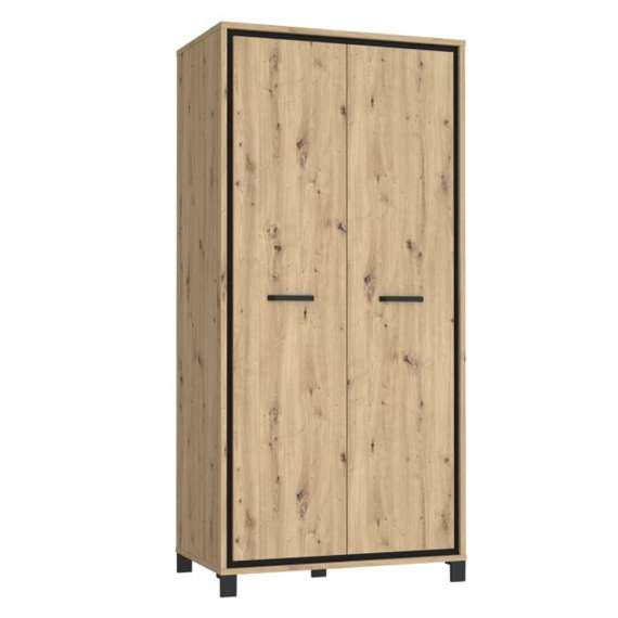 Garderobeskap TRONDHEIM 100x209 cm - 2 dører - eik artisan - eik svart