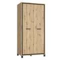 Garderobeskap TRONDHEIM 100x209 cm - 2 dører - eik artisan - eik svart