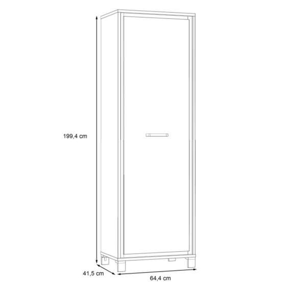 Garderobeskap TRONDHEIM 65x200 cm -  dør - eik artisan - eik svart