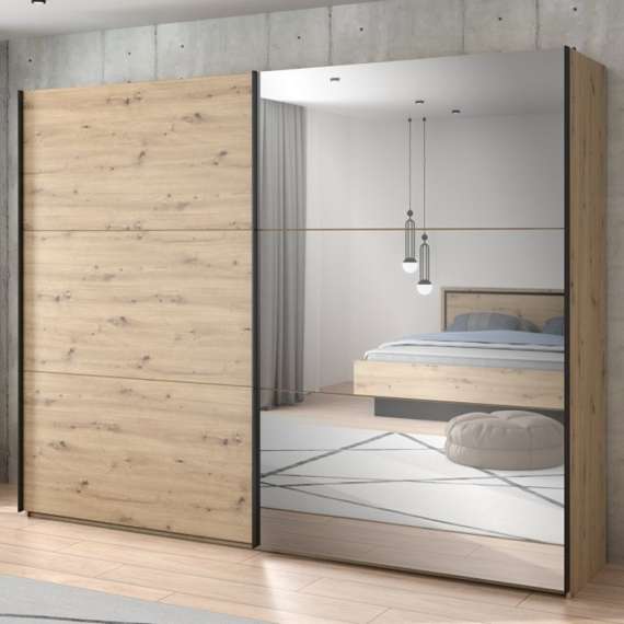 Garderobeskap TRONDHEIM 270x210 - eik artisan - speil