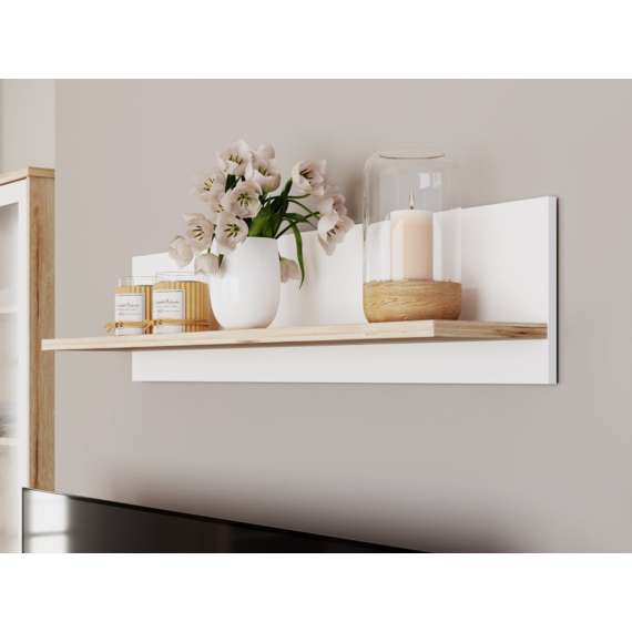 Hylle VANKKA 120x26 cm - eik bianco - hvit matt