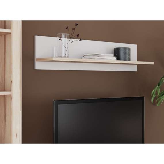 Hylle VANKKA 120x26 cm - eik bianco - hvit matt