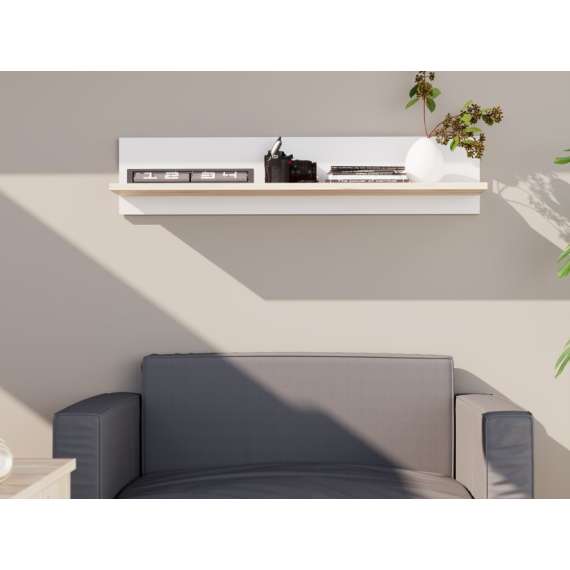 Hylle VANKKA 120x26 cm - eik bianco - hvit matt