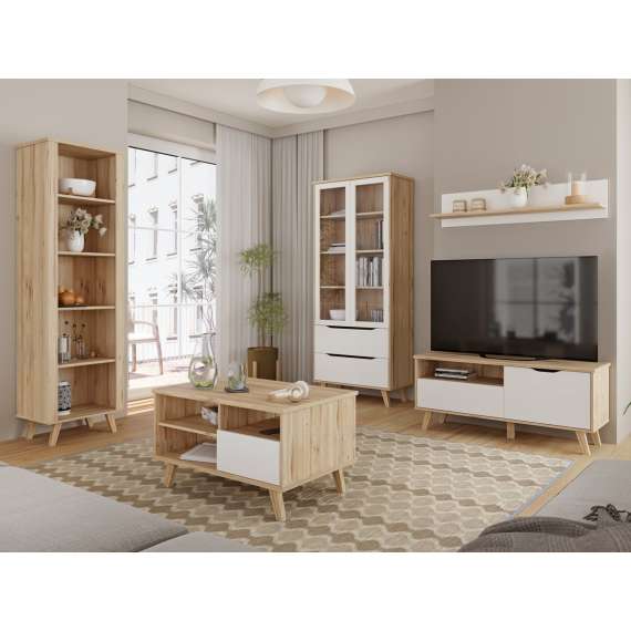 Hylle VANKKA 120x26 cm - eik bianco - hvit matt