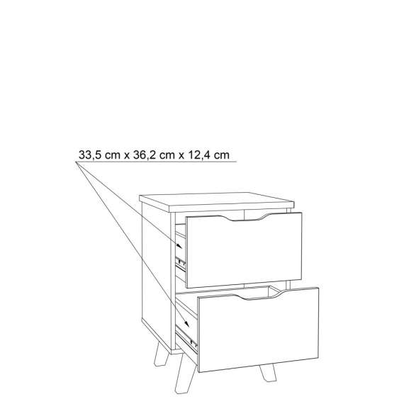 Nattbord VANKKA 45x64 cm - 2 skuffer - eik bianco - hvit matt