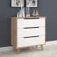 Kommode VANKKA 80x86 cm - 3 skuffer - eik bianco - hvit matt