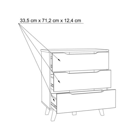 Kommode VANKKA 80x86 cm - 3 skuffer - eik bianco - hvit matt