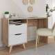 Skrivebord VANKKA 120x53 cm - 2 skuffer - eik bianco - hvit matt
