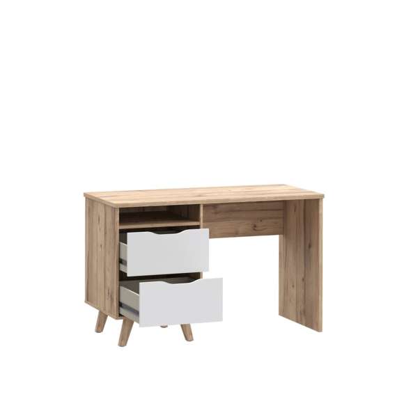 Skrivebord VANKKA 120x53 cm - 2 skuffer - eik bianco - hvit matt