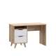 Skrivebord VANKKA 120x53 cm - 2 skuffer - eik bianco - hvit matt