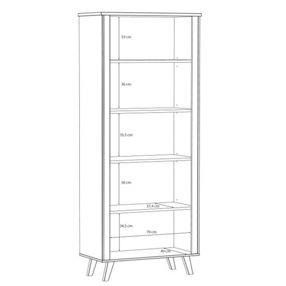 Reol VANKKA 85x202 cm - 4 hyller - eik bianco