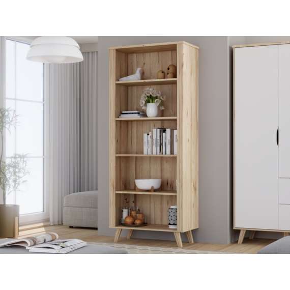 Reol VANKKA 85x202 cm - 4 hyller - eik bianco