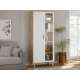 Vitrineskap VANKKA 85x202 cm - 2 dører - eik bianco - hvit matt