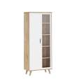 Vitrineskap VANKKA 85x202 cm - 2 dører - eik bianco - hvit matt