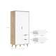 Garderobeskap VANKKA 100x202 cm - 2 dører - 2 skuffer - eik bianco - hvit matt