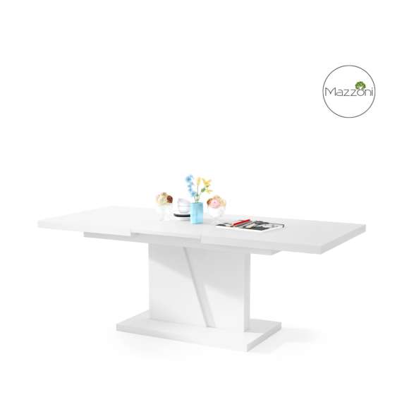 Sofabord Noir 120-160 cm -  hvit matt - ileggsplate