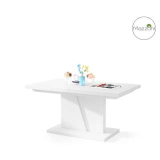 Sofabord Noir 120-160x70 cm -  hvit matt - ileggsplate