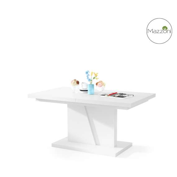 Sofabord Noir 120-160 cm -  hvit matt - ileggsplate