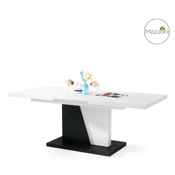 Sofabord Noir 120-160x70 cm - hvit matt - svart matt - ileggsplate