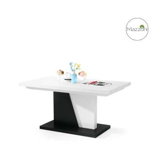 Sofabord Noir 120-160x70 cm - hvit matt - svart matt - ileggsplate