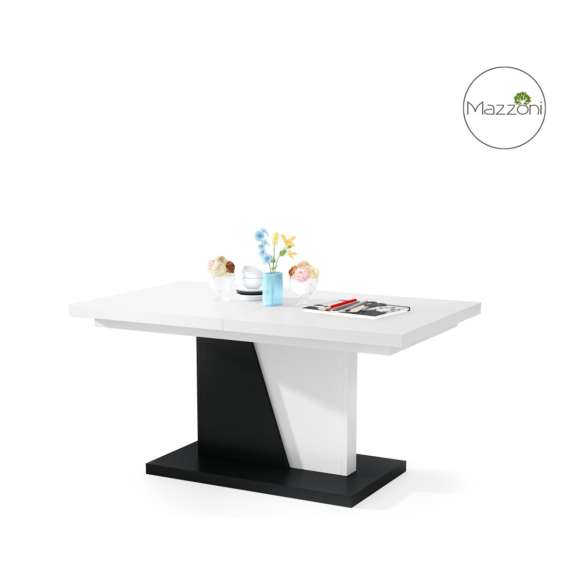 Sofabord Noir 120-160x70 cm - hvit matt - svart matt - ileggsplate
