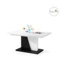 Sofabord Noir 120-160x70 cm - hvit matt - svart matt - ileggsplate