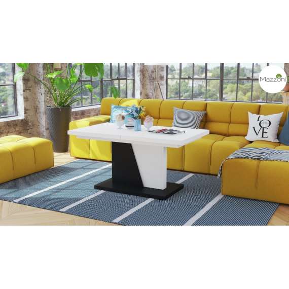 Sofabord Noir 120-160x70 cm - hvit matt - svart matt - ileggsplate