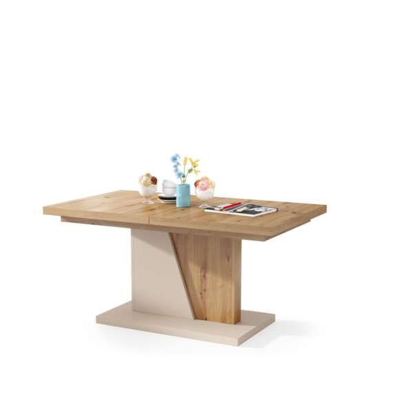 Sofabord NOIR - 120-160x70 cm - eik artisan - beige - ileggsplate