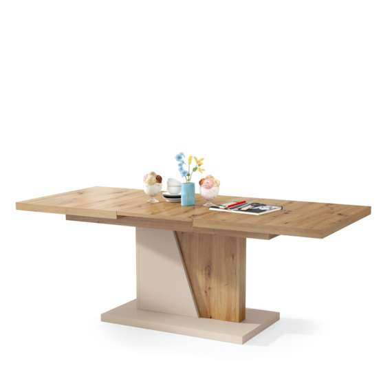 Sofabord NOIR - 120-160x70 cm - eik artisan - beige - ileggsplate