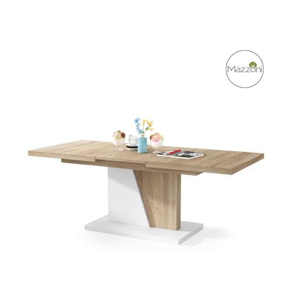 Sofabord NOIR - 120-160x70 cm - eik sonoma - hvit matt - ileggsplate