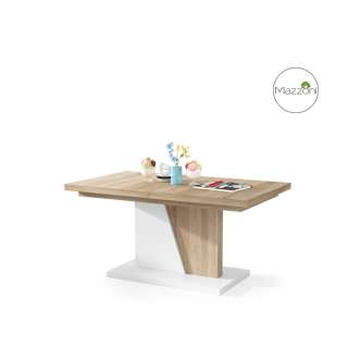 Sofabord NOIR - 120-160x70 cm - eik sonoma - hvit matt - ileggsplate