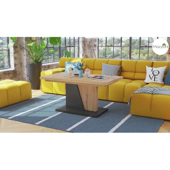 Sofabord NOIR - 120-160x70 cm - eik artisan - antrasitt - ileggsplate