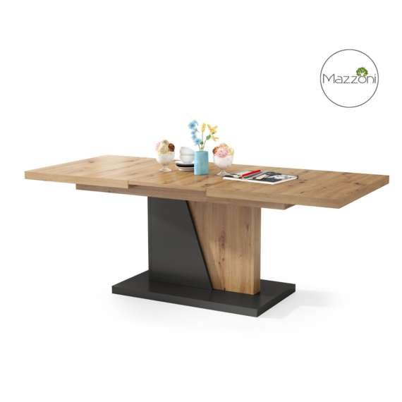 Sofabord NOIR - 120-160x70 cm - eik artisan - antrasitt - ileggsplate