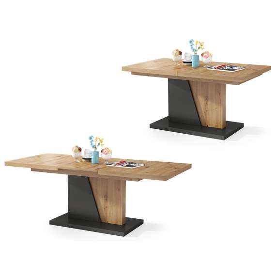 Sofabord NOIR - 120-160x70 cm - eik artisan - antrasitt - ileggsplate