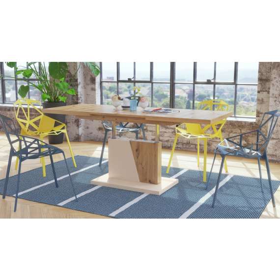 Sofabord GRAND NOIR - 120-180 cm - eik artisan - beige