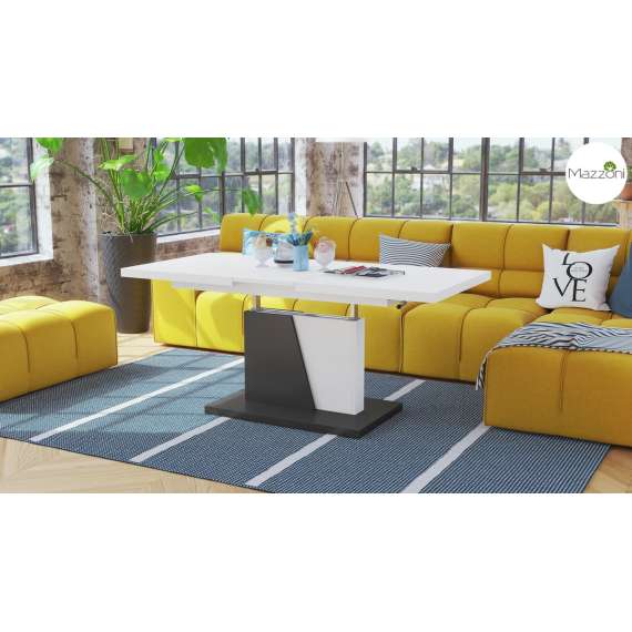 Sofabord GRAND NOIR - 120-180 cm - hvit matt - antrasitt