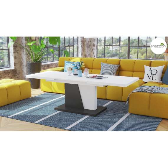 Sofabord GRAND NOIR - 120-180 cm - hvit matt - antrasitt