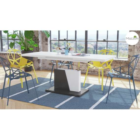 Sofabord GRAND NOIR - 120-180 cm - hvit matt - antrasitt