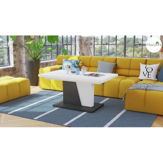 Sofabord GRAND NOIR - 120-180 cm - hvit matt - antrasitt