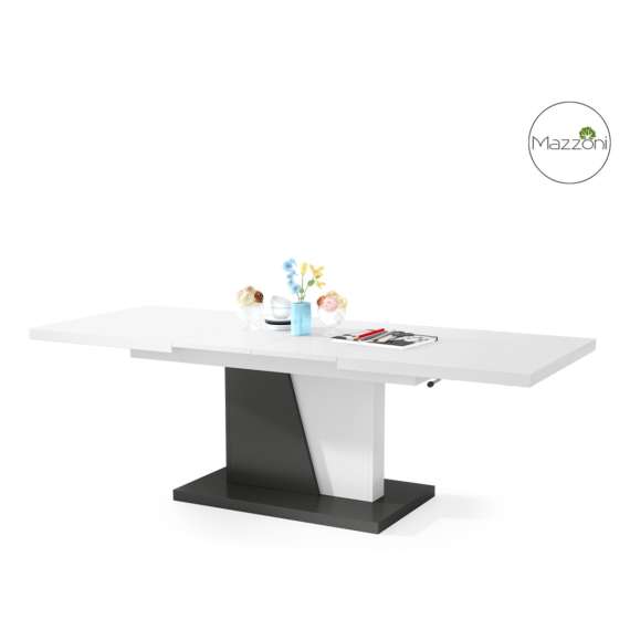 Sofabord GRAND NOIR - 120-180 cm - hvit matt - antrasitt