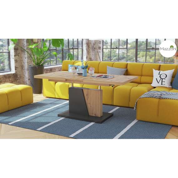 Sofabord GRAND NOIR - 120-180 cm - eik artisan - antrasitt