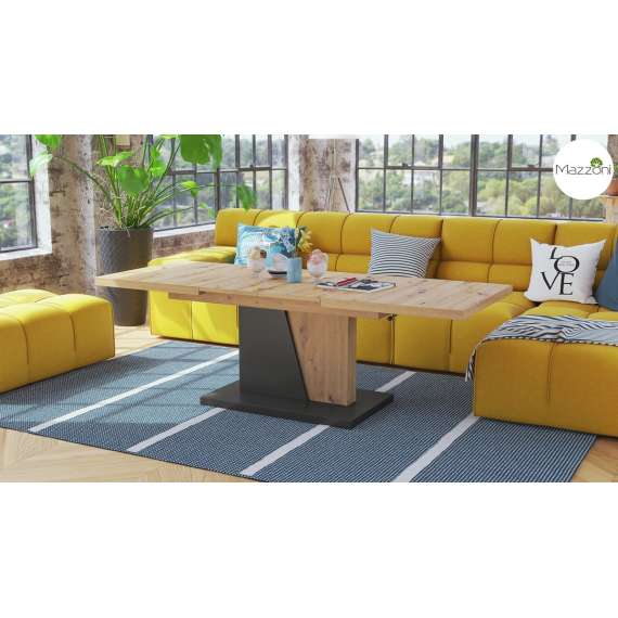 Sofabord GRAND NOIR - 120-180 cm - eik artisan - antrasitt