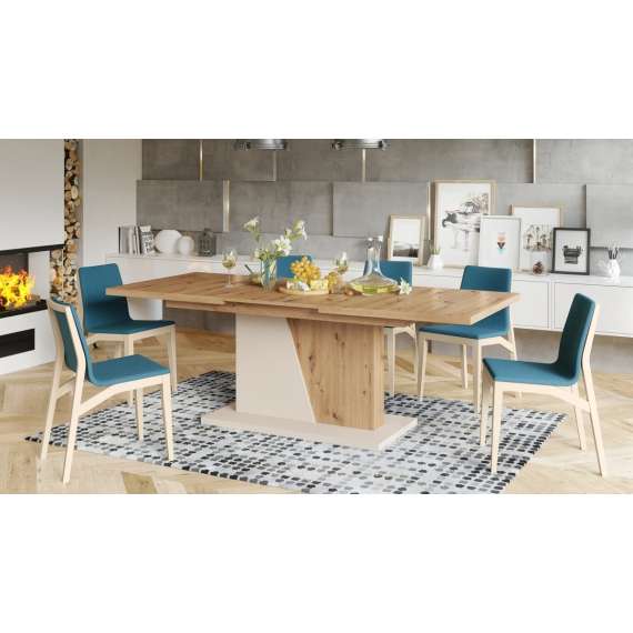 Spisebord NOBLE NOIR 160-218 cm - eik artisan - beige