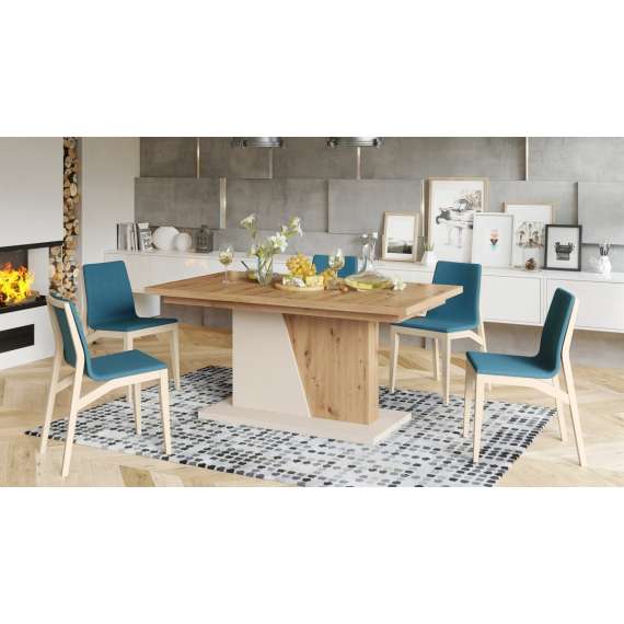 Spisebord NOBLE NOIR 160-218 cm - eik artisan - beige