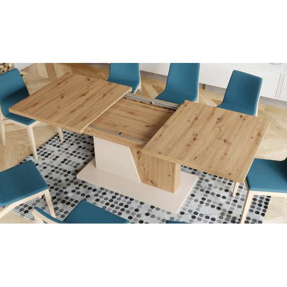 Spisebord NOBLE NOIR 160-218 cm - eik artisan - beige