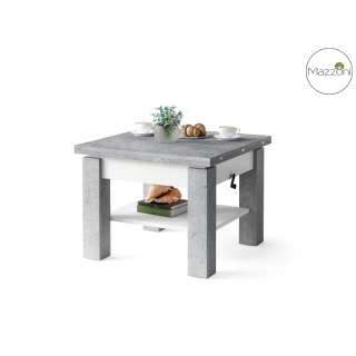 Sofabord Cleo 75-150x75 cm - betong - hvit matt - hev/senk